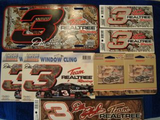 (8) 1998 Dale Earnhardt Team Realtree Racing License Plate,  Stickers,  Magnets,