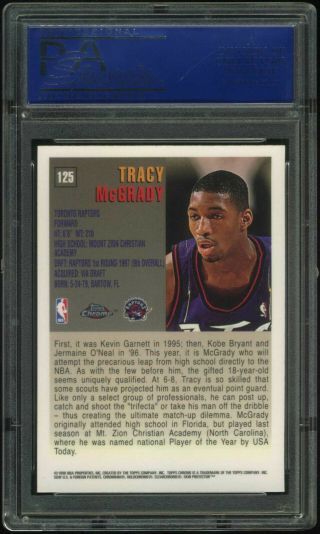 1997 Topps Chrome Tracy McGrady Rookie RC PSA 10 Gem Basketball Raptors 2
