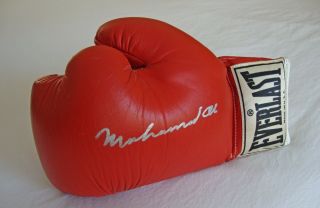 Muhammad Ali Signed Autographed Red Everlast Boxing Glove W/ Plus Frazier 3