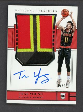 2018 - 19 National Treasures Trae Young Hawks Rpa Rc 4 - Color Patch Auto 95/99
