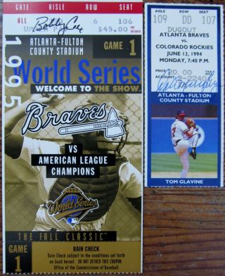 Dale Murphy & Bobby Cox Atlanta Braves Signed Ticket Stubs - Obtained In Person