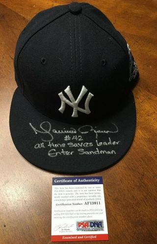 Mariano Rivera “All Time Saves Leader,  Enter Sandman” Signed Hat PSA/DNA HOF 19 2