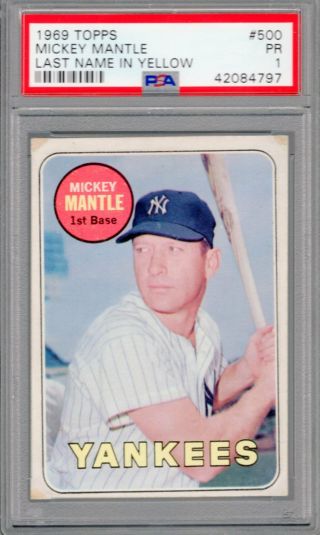 1969 Topps Mickey Mantle 500 Psa 1 Poor 4797
