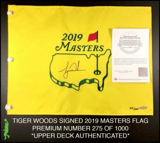 Tiger Woods Autographed 2019 Masters Pin Flag Authentic Uda Upper Deck