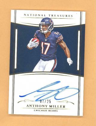 Anthony Miller 2018 Panini National Treasures Auto Autograph On Card D/25 Bears