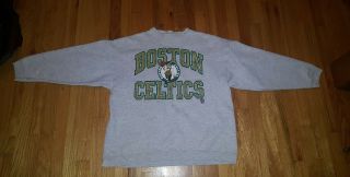 Vintage 90s Boston Celtics Logo 7 Crewneck Sweatshirt Vtg Gray Green Nba Size Xl