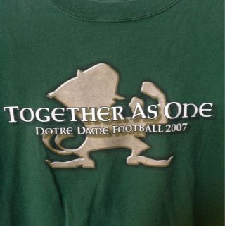 Notre Dame Irish Football The Shirt T Shirt Together As One 2007 Adidas Small S