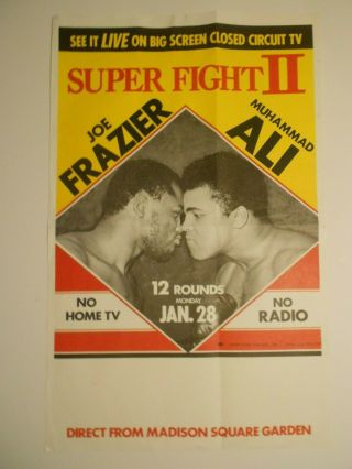 Muhammad Ali Vs.  Joe Frazier Ii Closed Circuit 01/28/1974 Boxing Poster Ex Cond