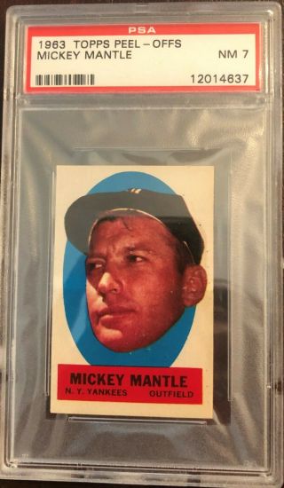 1963 Topps Peel - Offs Mickey Mantle Baseball Card - Nm 7
