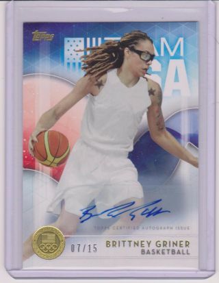 2016 Topps Olympic Brittney Griner Gold Autograph Basketball Card 07/15 Wnba