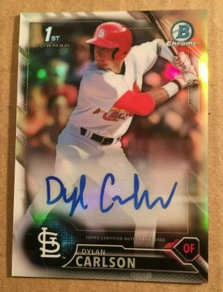 2016 Bowman Chrome Dylan Carlson Refractor Auto Rc (499) Future Game Aa Age 20