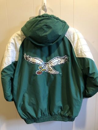 Rare Vintage Starter Philadelphia Eagles Large Zip Up Jacket Coat L Nfl Retro 