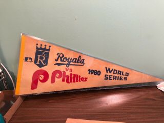 1980 World Series Baseball Kansas City Royals Pennant Philadelphia Phillies 30”