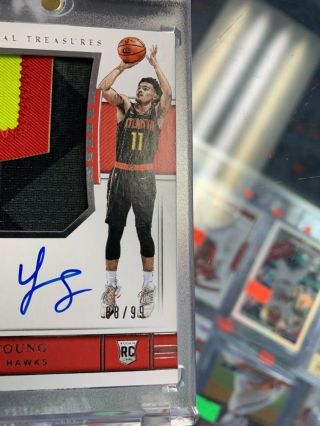 Trae Young 2018 - 19 Panini National Treasures Rookie RC Vertical RPA Auto /99 5