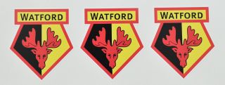 3 X Watford Football Club Vinyl Stickers.  Size 70x63 Mm