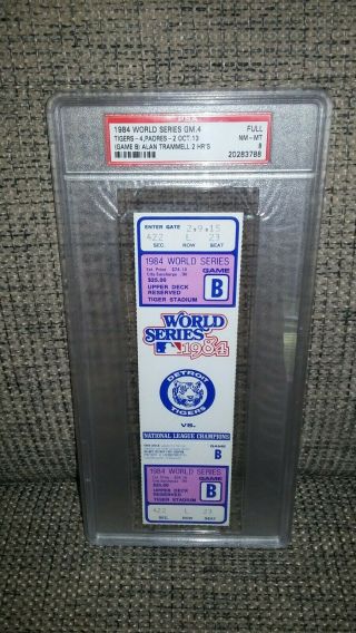 1984 World Series Detroit Tigers Baseball Ticket Psa Nm - Mt
