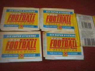5 Packs Of 1990 Orbis Football Stickers & 6 Stickers A Pack