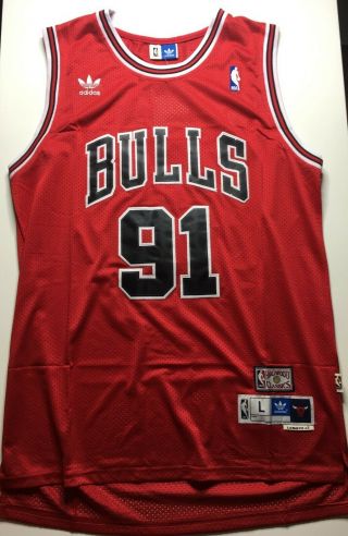 Dennis Rodman Chicago Bulls Basketball Jersey Red Throwback Retro Men Large L