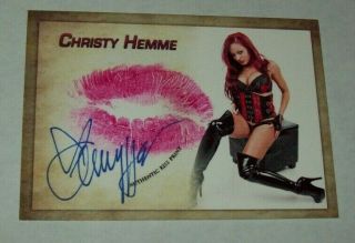 2018 Collectors Expo Wwe Diva Christy Hemme Autographed Kiss Print Card