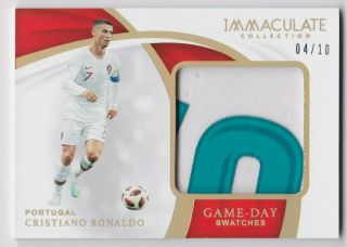 Cristiano Ronaldo 2018 - 19 Panini Immaculate Gold Match - Worn Logo Patch D 04/10