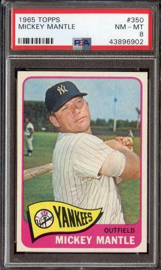 1965 Topps 350 Mickey Mantle Psa 8 Yankees Hof Ak0174