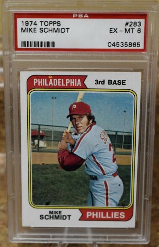 1974 Topps 283 Mike Schmidt Psa Graded 6 Ex - Mt Baseball Card Bin