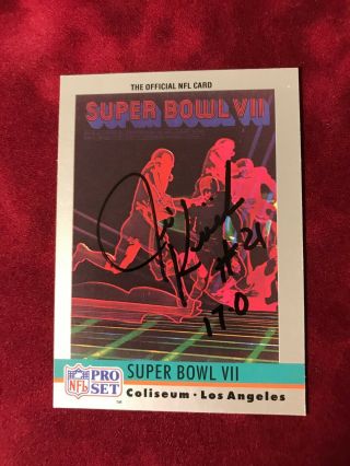 1990 Pro Set 7 Autographed Miami Dolphin Jim Kiick Bowl 7 Card
