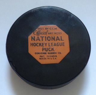 Beauty 1960s Early Converse Nhl Six Era Game Puck With Light Use