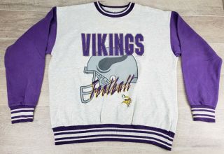 Vintage 1993 Salem Minnesota Vikings Nfl Crewneck Sweatshirt Purple Medium Usa