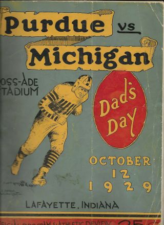 Oct.  12,  1929 University Of Michigan Vs.  Purdue Football Program