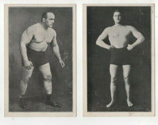 1910 Wrestling Postcards,  Constant Le Marin,  Belgium & Stanislaus Zbysko,  Poland