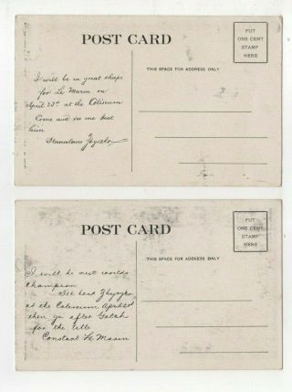 1910 wrestling postcards,  Constant le Marin,  Belgium & Stanislaus Zbysko,  Poland 2