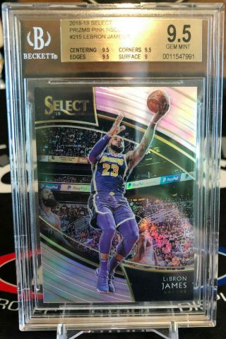 2018 - 19 Panini Select Lebron James Pink Prizm Courtside One Of One Bgs 9.  5 1/1