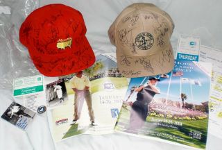 Bob Hope Classic 2002,  2004 Pga Autographed Hats,  Pin,  Programs Signed Golf Hats