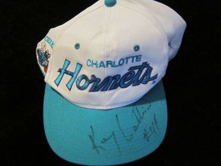 Charlotte Hornets Autograph Signed Hat Cap Kenny Gattison Yugo Mascot Vintage 90