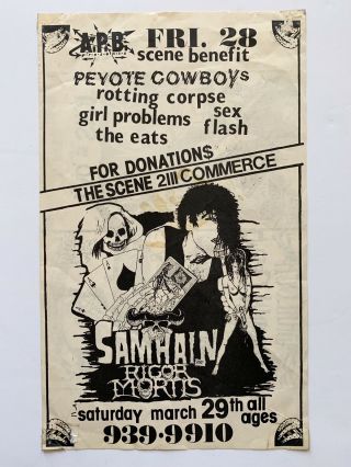 1986 Samhain Rigor Mortis Tx Flyer The Misfits Danzig Punk Metal Poster