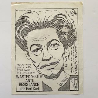 1982 Anti Hari Kari Wasted Youth Flyer Raymond Pettibon Black Flag Poster Punk