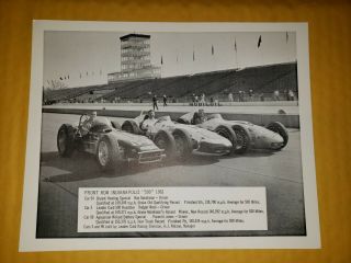 Vtg Indy Car Leader Card Racer 8 " X 10 " Photo Print 1962 Indianapolis 500 Ward