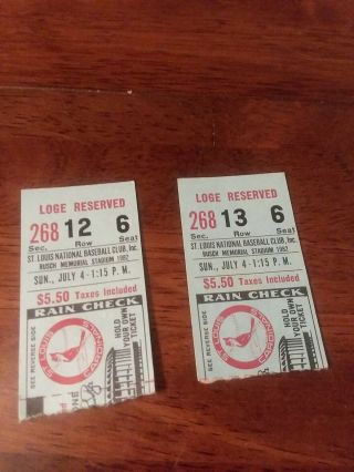 July 4th 1982 St.  Louis Cardinals Vs Chicago Cubs Ticket Stubs (2)