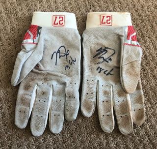 Mike Trout Game 2018 Batting Gloves Pair Game Worn Signed Auto Angels