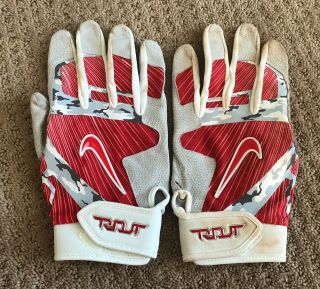 Mike Trout GAME 2018 BATTING GLOVES PAIR game worn SIGNED auto ANGELS 3