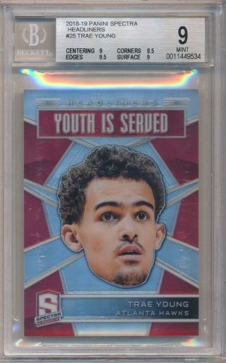 Trae Young 2018/19 Panini Spectra Rc Rookie Headliners Hawks Sp Bgs 9 $200,