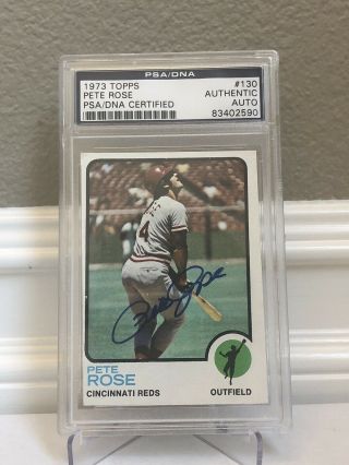 Pete Rose 1973 Topps Autograph Auto Psa Authenticated Hof Hall Of Fame