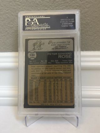 Pete Rose 1973 Topps Autograph Auto PSA Authenticated HOF HALL OF FAME 2