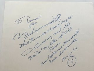 Muhammad Ali Hand Written Note And Autograph