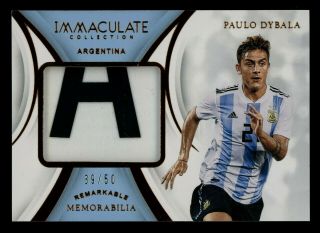 2018 - 19 Immaculate Remarkable Paulo Dybala Match Worn Patch 39/50 Argentina
