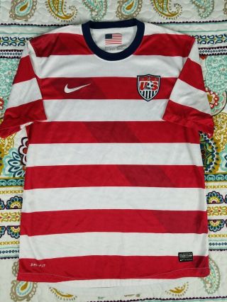 Nike Air Us Soccer Waldo 2012 Away Jersey Mens Sz M Red White Stripes Usa Futbol