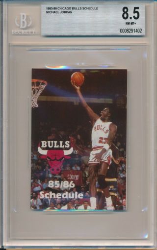 1985/86 Michael Jordan First Cover Chicago Bulls Pocket Schedule Bgs 8.  5 1402