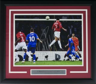 Cristiano Ronaldo Signed Framed Manchester U 12x16 Ucl Goal Soccer Photo Icons