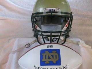 Riddell Full Size Notre Dame Ncaa College Football Game Helmet & 1988 Nd Footbal